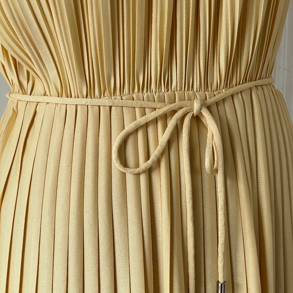 H&M  Retro Pleated Knee Lenght Dress - Summer Dress - Mustard Gold - Small - Picture 5 of 6